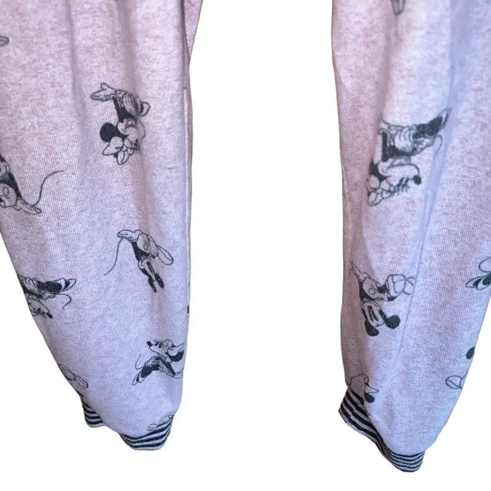 Disney Mickey Minnie Mouse Blush Pink Black Pajama Joggers Women's‎ Small Cozy - Picture 2 of 7